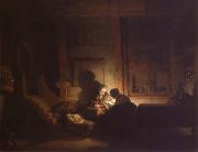 REMBRANDT Harmenszoon van Rijn The Holy Family at night France oil painting artist